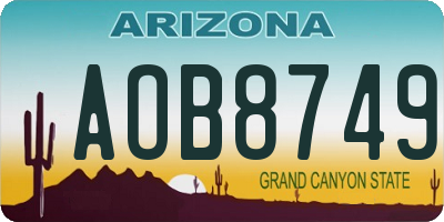 AZ license plate AOB8749