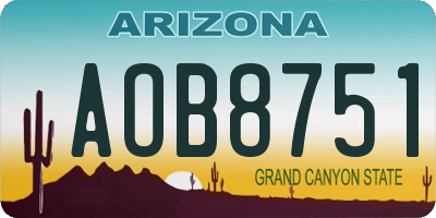 AZ license plate AOB8751