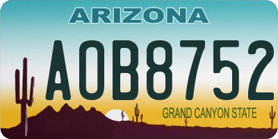 AZ license plate AOB8752