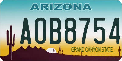 AZ license plate AOB8754