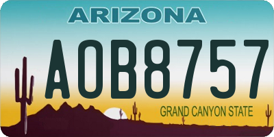 AZ license plate AOB8757