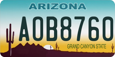 AZ license plate AOB8760