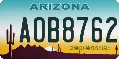AZ license plate AOB8762