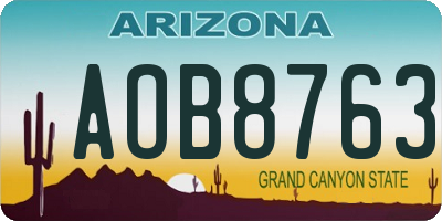 AZ license plate AOB8763
