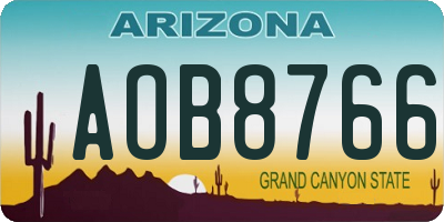 AZ license plate AOB8766