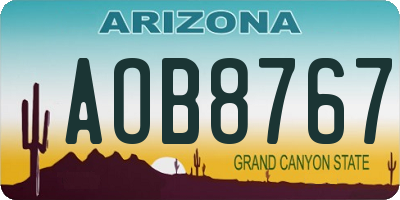 AZ license plate AOB8767