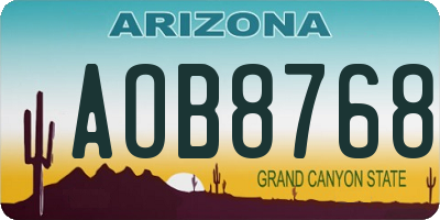 AZ license plate AOB8768