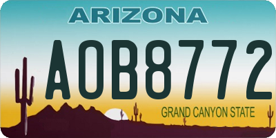 AZ license plate AOB8772