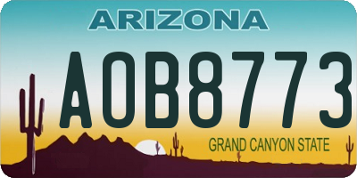 AZ license plate AOB8773