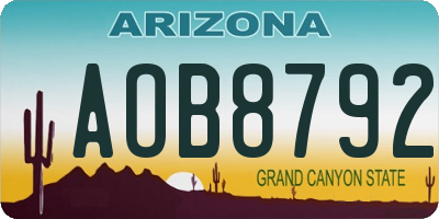 AZ license plate AOB8792