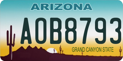 AZ license plate AOB8793