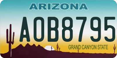 AZ license plate AOB8795