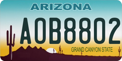 AZ license plate AOB8802