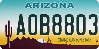 AZ license plate AOB8803