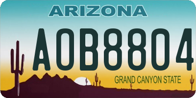 AZ license plate AOB8804