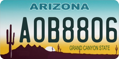 AZ license plate AOB8806