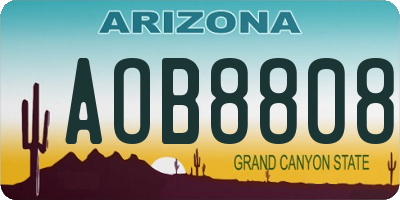 AZ license plate AOB8808
