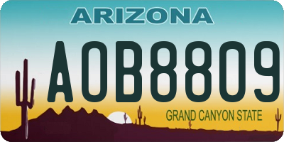 AZ license plate AOB8809
