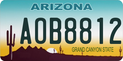 AZ license plate AOB8812