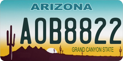 AZ license plate AOB8822