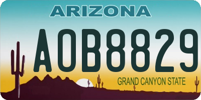 AZ license plate AOB8829