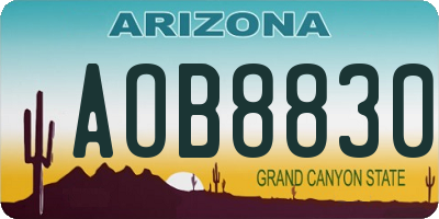 AZ license plate AOB8830