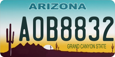 AZ license plate AOB8832