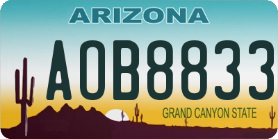 AZ license plate AOB8833
