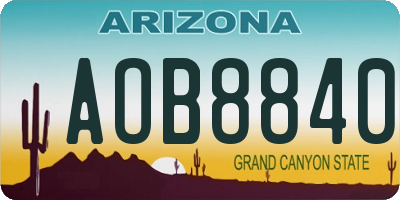 AZ license plate AOB8840