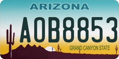 AZ license plate AOB8853