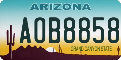 AZ license plate AOB8858