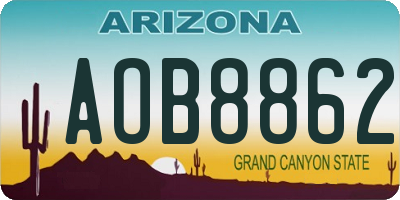 AZ license plate AOB8862
