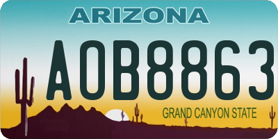 AZ license plate AOB8863