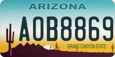 AZ license plate AOB8869