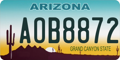 AZ license plate AOB8872