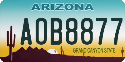 AZ license plate AOB8877