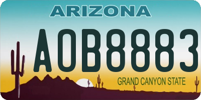 AZ license plate AOB8883