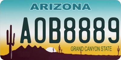 AZ license plate AOB8889