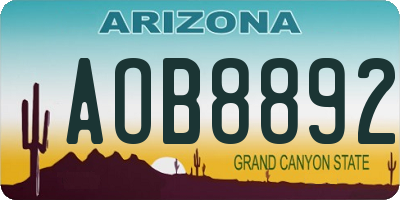 AZ license plate AOB8892