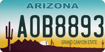 AZ license plate AOB8893