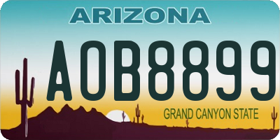 AZ license plate AOB8899