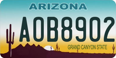 AZ license plate AOB8902