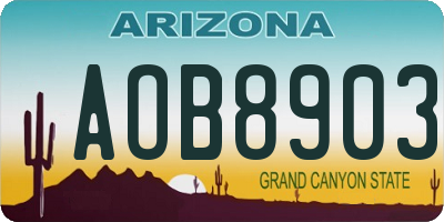 AZ license plate AOB8903
