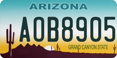 AZ license plate AOB8905