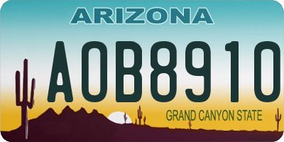 AZ license plate AOB8910