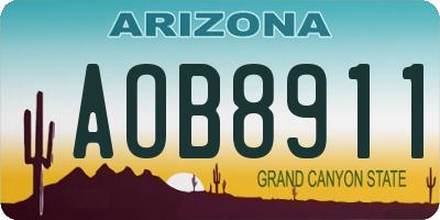 AZ license plate AOB8911