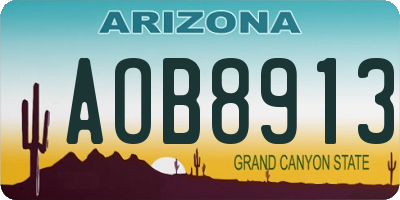 AZ license plate AOB8913