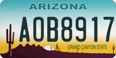 AZ license plate AOB8917