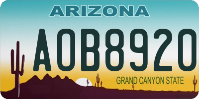 AZ license plate AOB8920