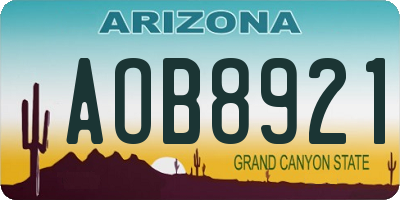 AZ license plate AOB8921